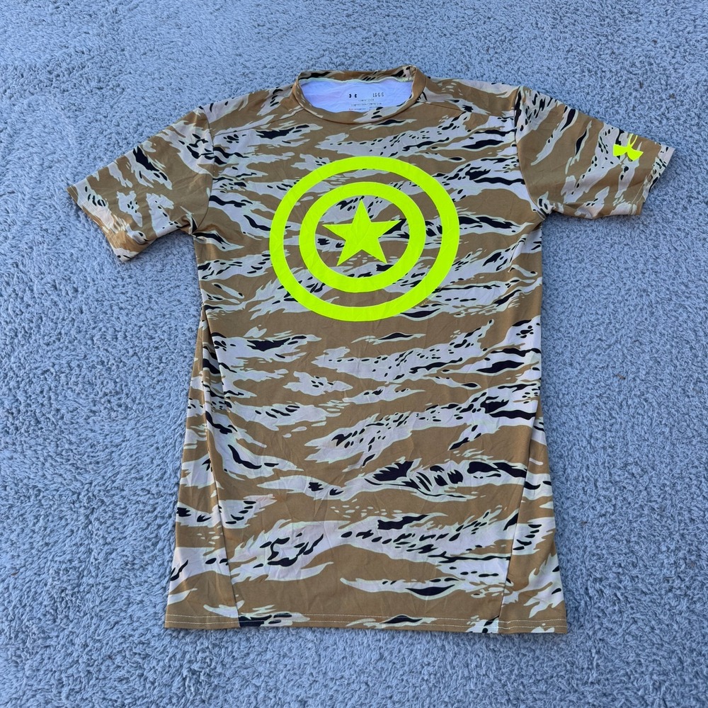 Under Armour Captain America Shirt Mens Large Compression Camo Heat Gear Marvel